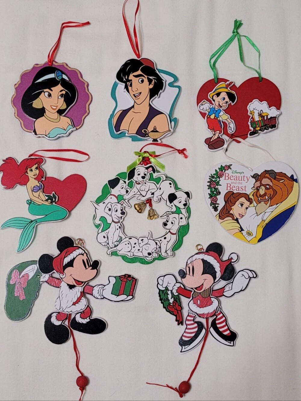VTG Kurt Adler Walt Disney Wood Ornaments, Bundle of 8 - GUC, Circa 1990's